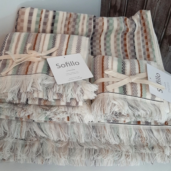 Felpinter Broken Stripe Combed Long Staple Cotton Bath Towel Set - Picture 2 of 16